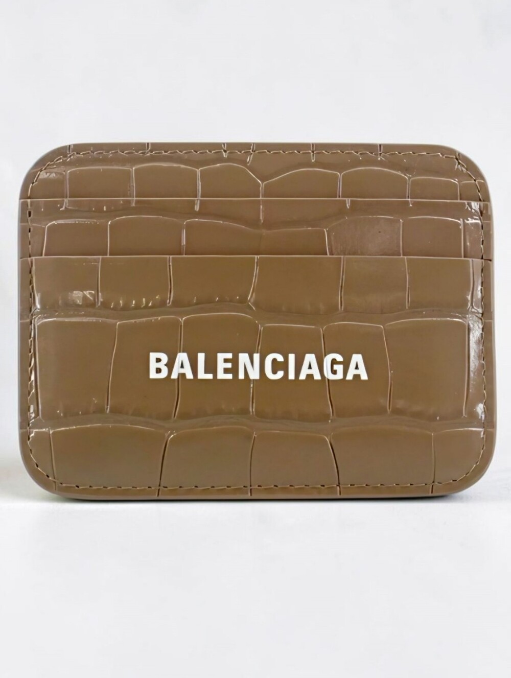 Balenciaga Croc-Embossed Card Case with White Logo Unisex Like New